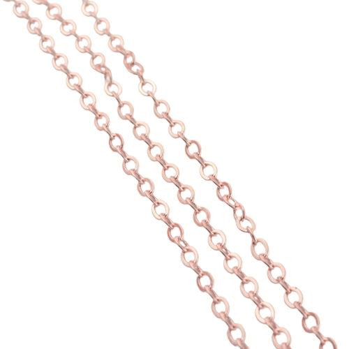 Chain, Iron, Cable Chain, Open Link, Flat, Oval, Rose Gold, 5x3.3mm - BEADED CREATIONS