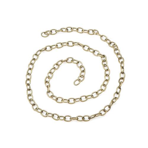 Chain, Iron, Cable Chain, Open Link, Oval, Antique Bronze, 7x5mm - BEADED CREATIONS