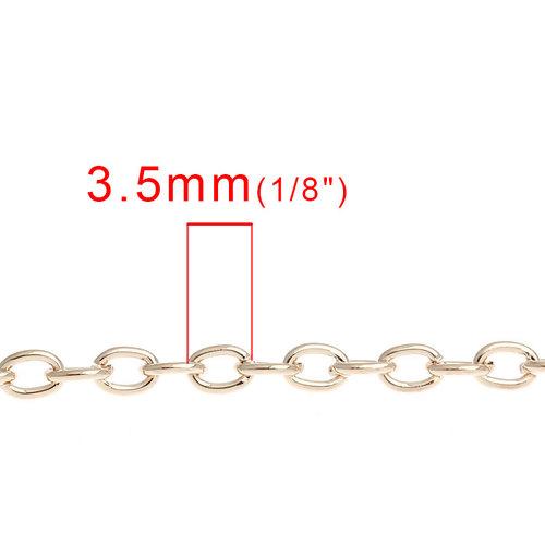 Chain, Iron, Cable Chain, Open Link, Oval, Rose Gold, 3.5x3mm - BEADED CREATIONS