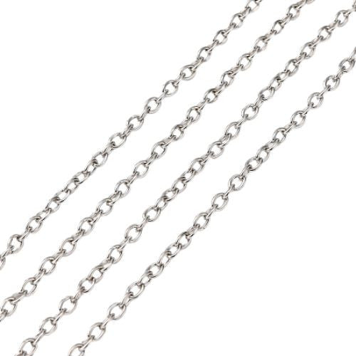 Chain, Iron, Cable Chain, Open Link, Oval, Silver Tone, 5x3mm - BEADED CREATIONS