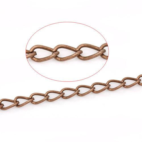 Chain, Iron, Twisted Chain, Curb Chain, Open Link, Red Copper, 7x5mm - BEADED CREATIONS