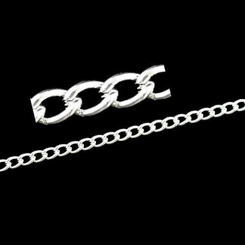Chain, Iron, Twisted Chain, Curb Chain, Open Link, Silver Plated, 5x3.3mm - BEADED CREATIONS