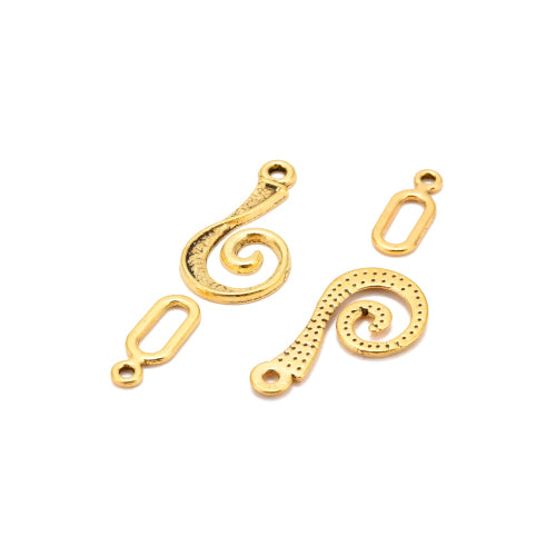 Clasps, Tibetan Style, Antique Gold, Vortex, Hook And Eye Clasps, Alloy, 26mm - BEADED CREATIONS