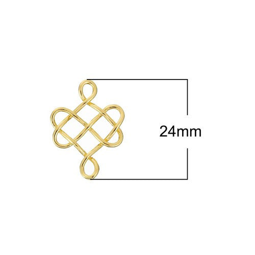 Connectors, Celtic Knot, Endless Knot, Gold Plated, Link, Brass, 24mm - BEADED CREATIONS