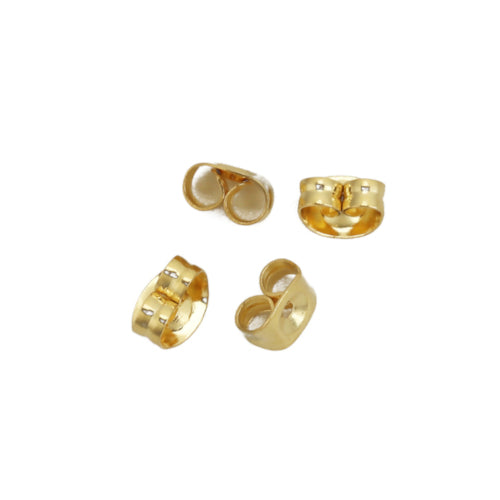 Ear Nuts, 316 Surgical Stainless Steel, Earring Backs, Golden, 6x4mm - BEADED CREATIONS