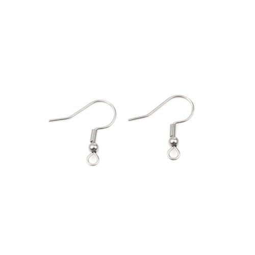 Earring Hooks, 304 Stainless Steel, Ear Wires, Ball And Coil, With Horizontal Loop, Silver Tone, 21mm - BEADED CREATIONS