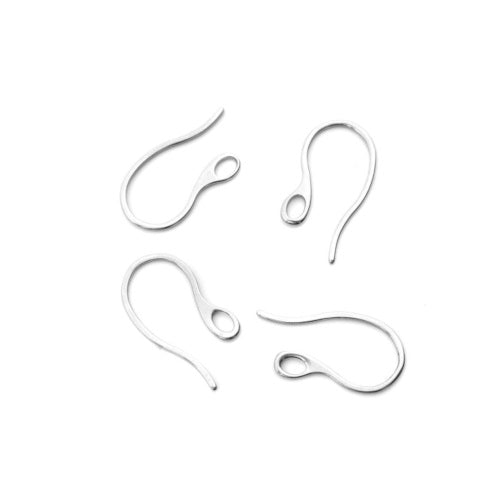Earring Hooks, 304 Stainless Steel, Ear Wires, With Closed Horizontal Loop, Silver Tone, 22mm - BEADED CREATIONS