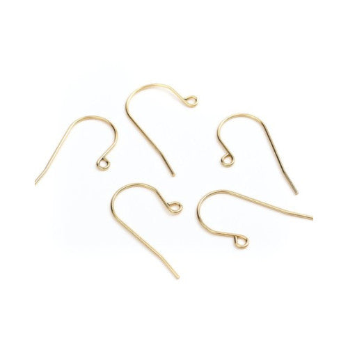 Earring Hooks, 304 Stainless Steel, Ear Wires, With Horizontal Loop, Gold Plated, 27.5mm - BEADED CREATIONS
