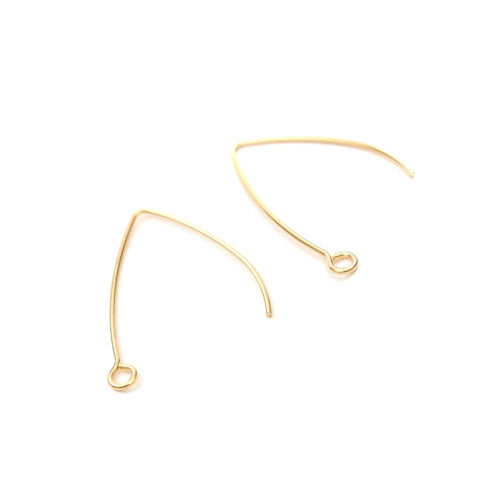 Earring Hooks, 304 Stainless Steel, Marquise, With Open Horizontal Loop, Gold Plated, 31mm - BEADED CREATIONS