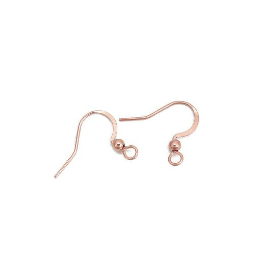 Earring Hooks, 316 Surgical Stainless Steel, Ear Wires, With Ball And Horizontal Open Loop, Rose Gold, 16mm - BEADED CREATIONS
