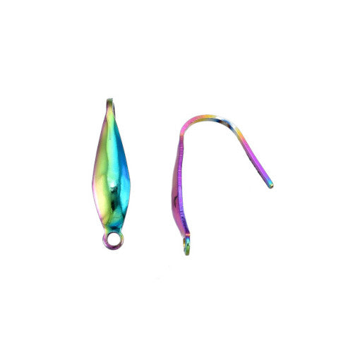 Earring Hooks, 316 Surgical Stainless Steel, Ear Wires, With Vertical Loop, Electroplated, Rainbow, 19-21mm - BEADED CREATIONS