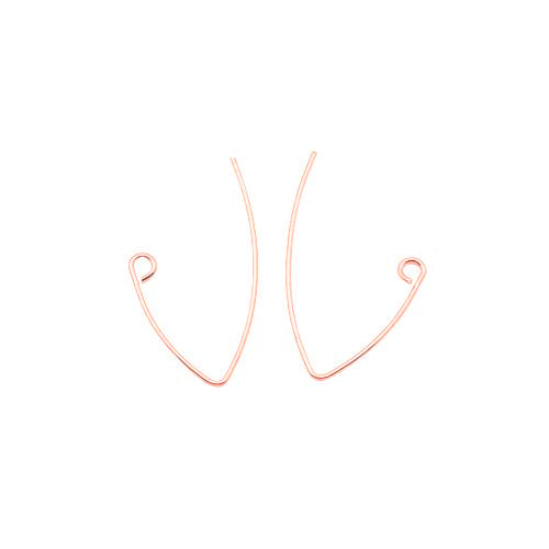 Earring Hooks, Brass, Marquise, With Open Horizontal Loop, Rose Gold Plated, 29mm - BEADED CREATIONS
