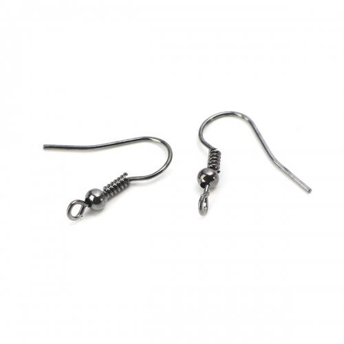 Earring Hooks, Iron, Ear Wires, Ball And Coil, With Horizontal Loop, Gunmetal, 17-19mm - BEADED CREATIONS