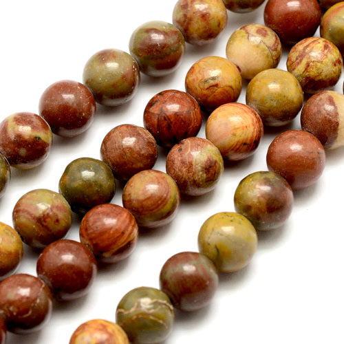 Gemstone Beads, Autumn Jasper, Natural, Round, 8mm - BEADED CREATIONS