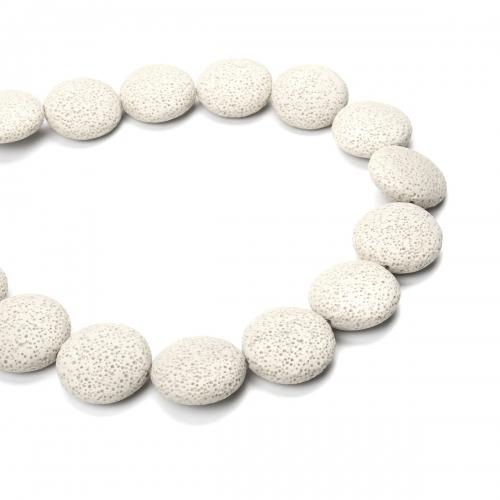 Gemstone Beads, Lava Rock, Natural, Coin, Beige, 27mm - BEADED CREATIONS
