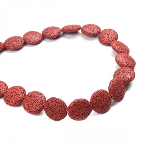 Gemstone Beads, Lava Rock, Natural, Coin, Brick Red, 27mm - BEADED CREATIONS