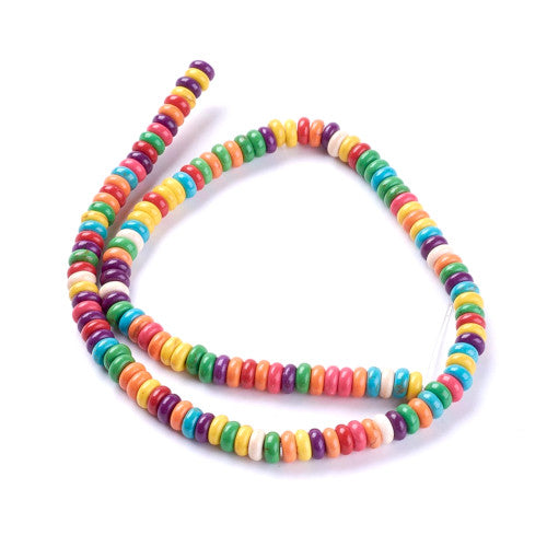 Gemstone Beads, Synthetic Howlite, (Dyed), Rondelle, Mixed Colors, 6mm - BEADED CREATIONS