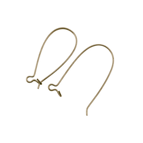 Hoop Earring Findings, Brass, Kidney Ear Wires, Antique Bronze, 37x16.5mm - BEADED CREATIONS