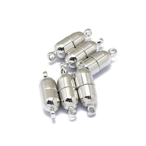 Magnetic Clasps, Bullet, Platinum Plated, Brass, 19x6mm - BEADED CREATIONS