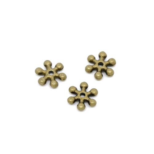 Metal Spacer Beads, Brass, Flower, Antique Bronze, 8mm - BEADED CREATIONS