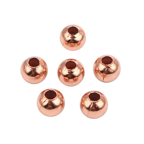 Metal Spacer Beads, Iron, Seamed, Round, Rose Gold, 5mm - BEADED CREATIONS