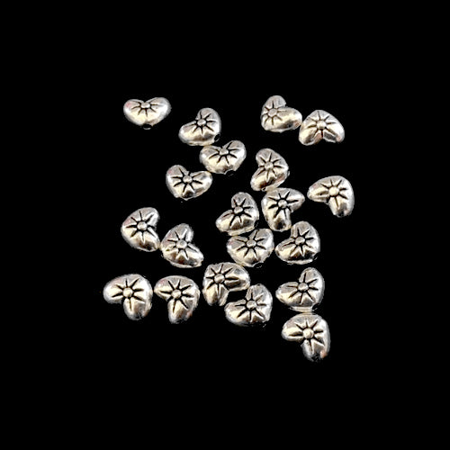 Metal Spacer Beads, Tibetan Style, Heart, Antique Silver, Alloy, 8mm - BEADED CREATIONS