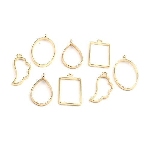 Pendants, Set, Assorted, Open Back, Bezel, Gold Plated, Alloy, 34