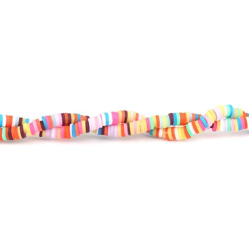 Polymer Clay Beads, Fimo, Katsuki, Heishi, Flat, Round, Multicolored, 4mm - BEADED CREATIONS