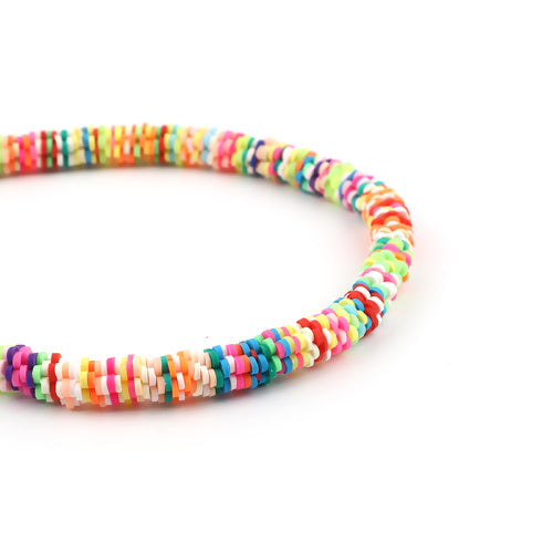 Polymer Clay Beads, Katsuki, Heishi Beads, Flower, Round, Bright Mixed, 8mm - BEADED CREATIONS