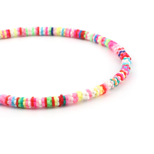 Polymer Clay Beads, Katsuki, Heishi Beads, Flower, Round, Mixed Colors, 5mm - BEADED CREATIONS