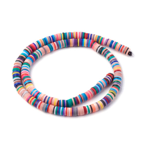 Polymer Clay Beads, Katsuki, Heishi Beads, Round, Mixed Colors, 8mm - BEADED CREATIONS