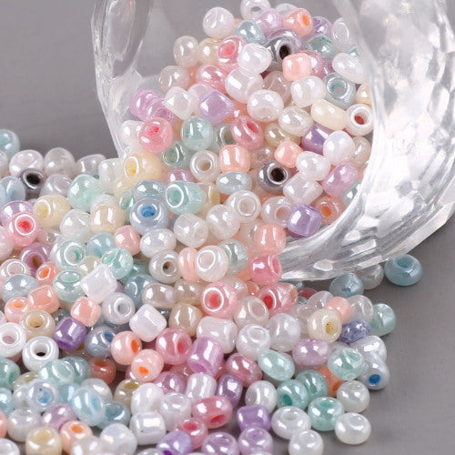 Seed Beads, Glass, Ceylon, Mixed Colors, #8, Round, 3mm - BEADED CREATIONS