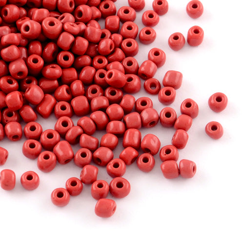 Seed Beads, Glass, Opaque, Crimson, #8, Round, 3mm - BEADED CREATIONS