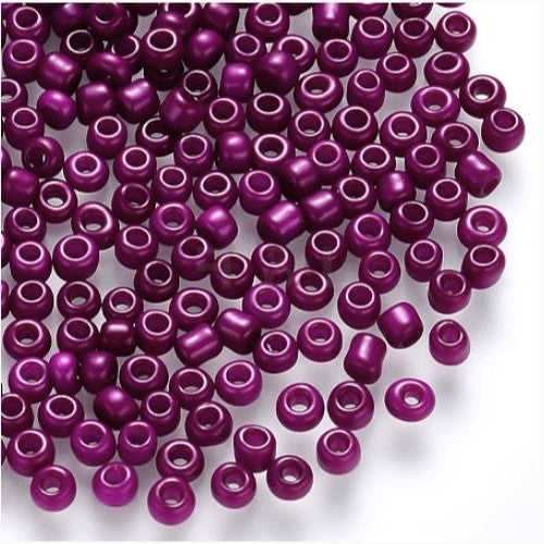 Seed Beads, Glass, Opaque, Medium Violet Red, Luster, #8, Round, 3mm - BEADED CREATIONS