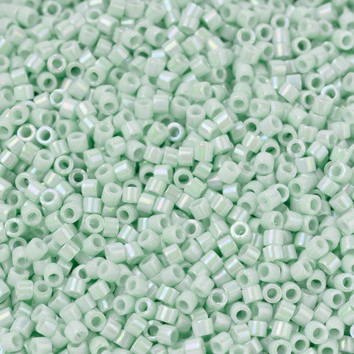 Seed Beads, MIYUKI Delica®, Cylinder, Japanese Seed Beads, 11/0, (DB1506), Opaque Light Mint AB - BEADED CREATIONS