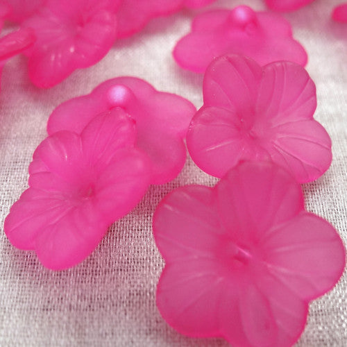 Acrylic Beads, 5-Petal, Flower, Button Beads, Frosted, Camellia, 15mm - BEADED CREATIONS