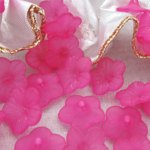 Acrylic Beads, 5-Petal, Flower, Button Beads, Frosted, Camellia, 15mm - BEADED CREATIONS