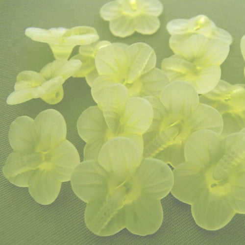 Acrylic Beads, 5-Petal, Flower, Button Beads, Frosted, Light Yellow, 16mm - BEADED CREATIONS