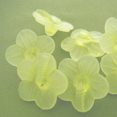 Acrylic Beads, 5-Petal, Flower, Button Beads, Frosted, Light Yellow, 16mm - BEADED CREATIONS