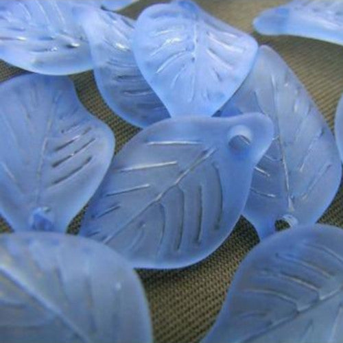 Acrylic Beads, Beech Leaves, Cobalt Blue, Frosted, 18mm - BEADED CREATIONS