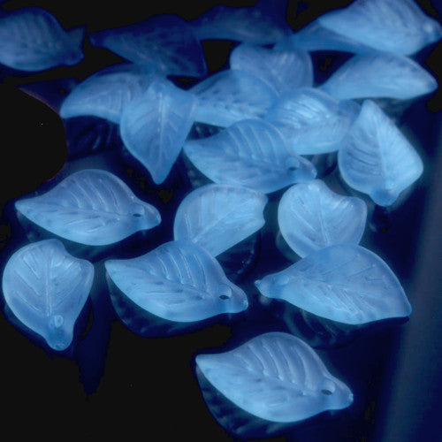 Acrylic Beads, Beech Leaves, Cobalt Blue, Frosted, 18mm - BEADED CREATIONS