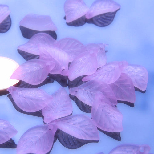 Acrylic Beads, Beech Leaves, Lilac, Frosted, 18mm - BEADED CREATIONS