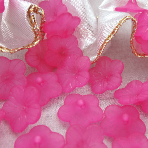 Acrylic Beads, Camellia, Frosted, 5-Petal, Flower, Button Beads, 15mm - BEADED CREATIONS