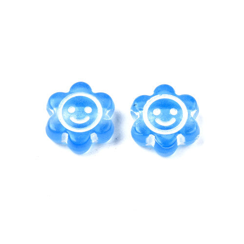 Acrylic Beads, Flower With Smiling Face, Transparent, Round, Mixed Colors, 10mm - BEADED CREATIONS