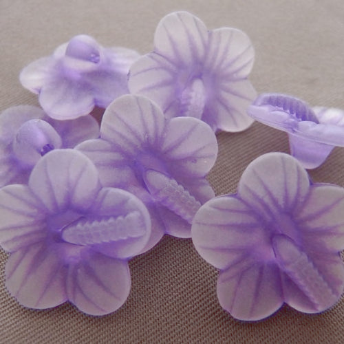 Acrylic Beads, Frosted, 5-Petal, Flower, Button Beads, Lilac, 16mm - BEADED CREATIONS