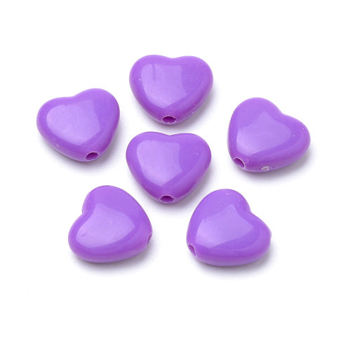 Acrylic Beads, Hearts, Opaque, Mixed Colors, 11mm - BEADED CREATIONS