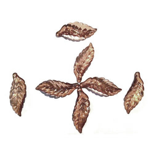 Acrylic Beads, Leaf, Transparent, Dark Brown, 28mm - BEADED CREATIONS