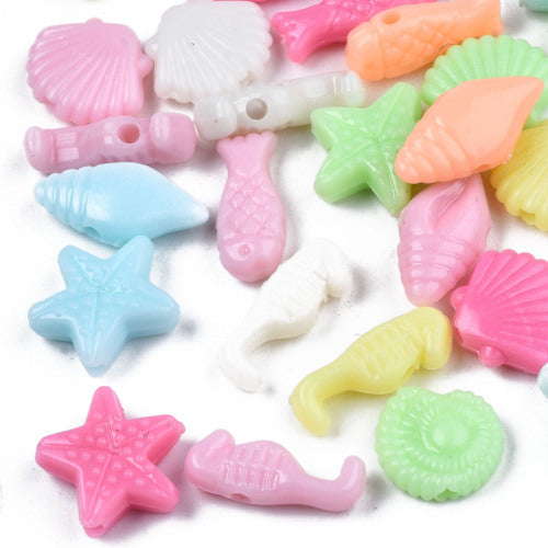 Acrylic Beads, Ocean Theme, Opaque, Pastel Colors, Assorted, 12-17mm - BEADED CREATIONS