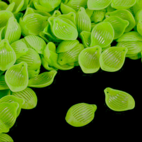 Acrylic Beads, Petal, Opaque, Frosted, Green, 16mm - BEADED CREATIONS