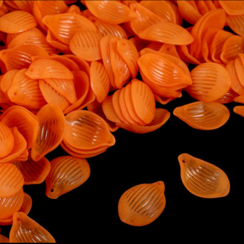 Acrylic Beads, Petal, Opaque, Frosted, Orange, 16mm - BEADED CREATIONS